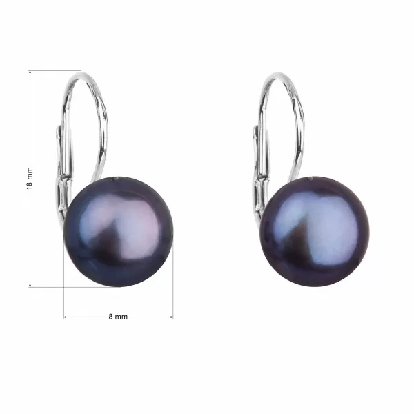 Stříbrné náušnice visací s peacock říční perlou 21009.3