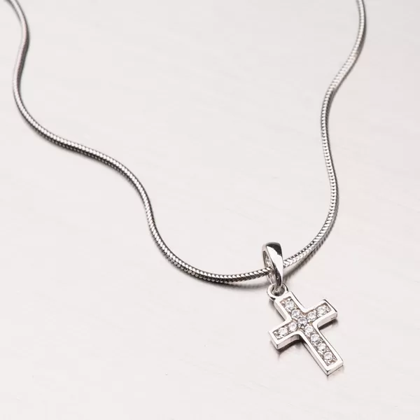 Kříž z bílého zlata se zirkony 13-212