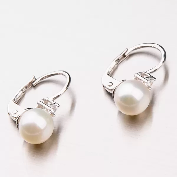 Dámské náušnice bílé zlato 585 perly a zirkony 42-31670