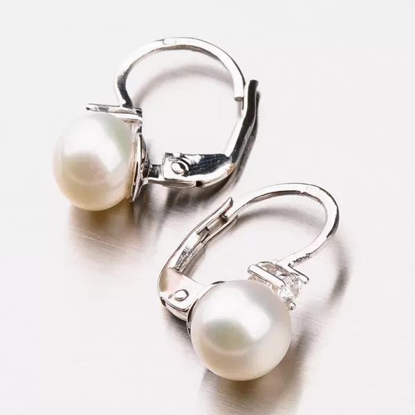 Dámské náušnice bílé zlato 585 perly a zirkony 42-31670