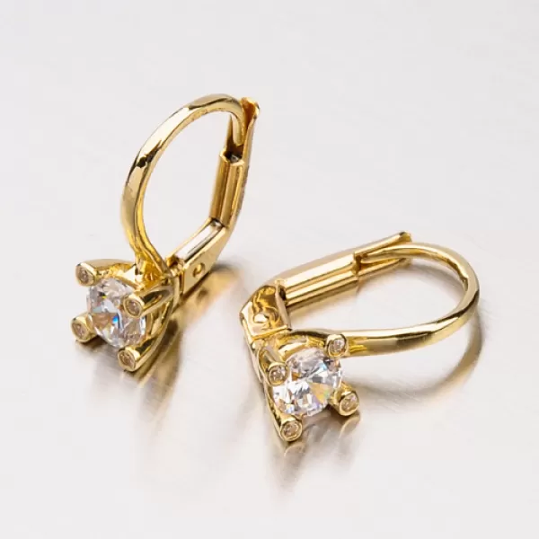 Dámské náušnice žluté zlato 585 zirkon 12-376