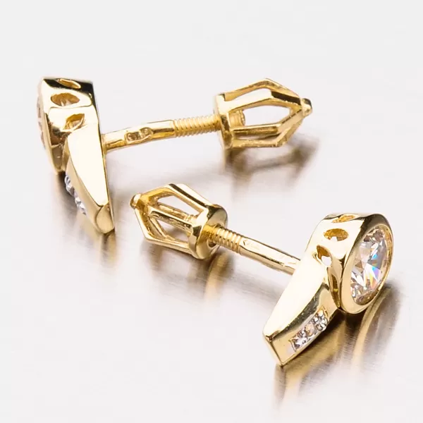 Dámské náušnice žluté zlato 585 zirkon 42-31759