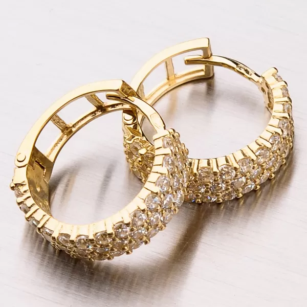 Dámské náušnice žluté zlato 585 zdobené kroužky 42-31562