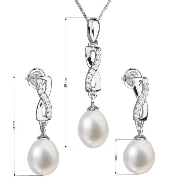 Perlová souprava z říčních perel bílá 29041.1