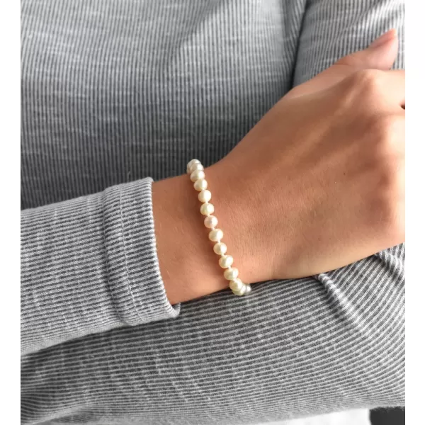 Perlový náramek z pravých říčních perel bílý 23002.1