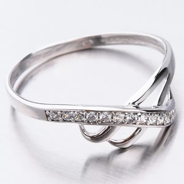 Prsten se zirkony v bílém zlatě 41-NR102B