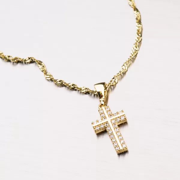 Dámský přívěsek žluté zlato 585 zirkon kříž 13-231