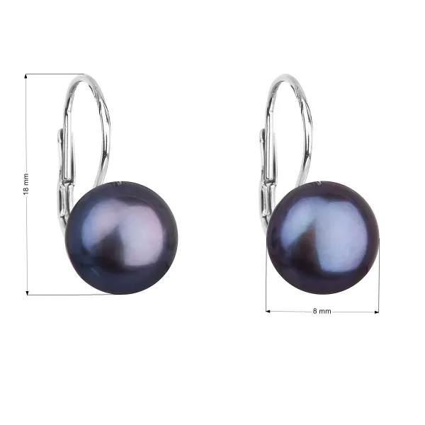 Stříbrné náušnice visací s peacock říční perlou 21009.3