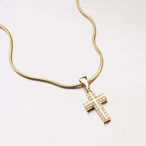 Dámský přívěsek žluté zlato 585 zirkon kříž 13-231