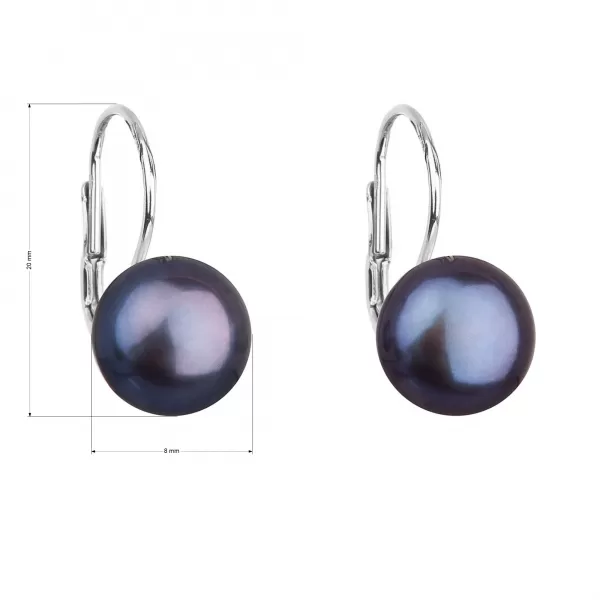 Stříbrné náušnice visací s peacock říční perlou 21009.3