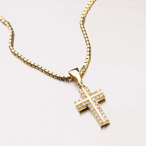 Dámský přívěsek žluté zlato 585 zirkon kříž 13-231