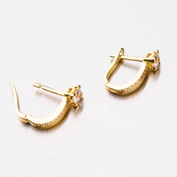 Dámské náušnice žluté zlato 585 zirkon 42-31939