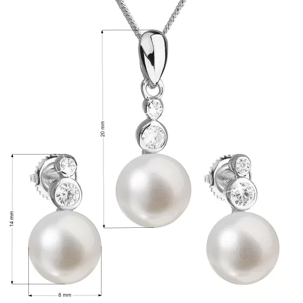 Perlová souprava z říčních perel bílá 29035.1