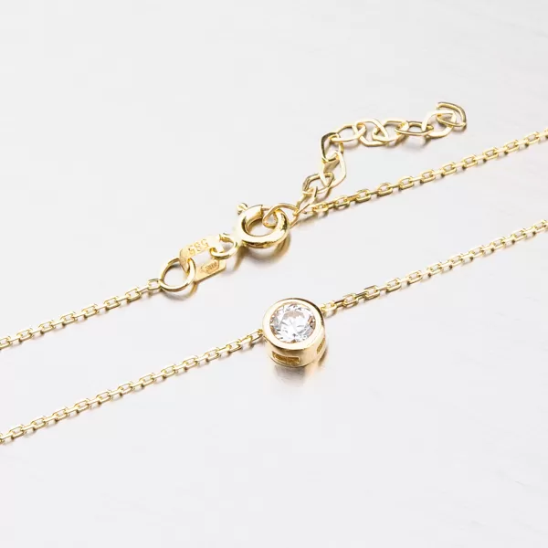 Dámský náhrdelník žluté zlato 585 zirkon 45-1831