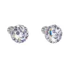Stříbrné náušnice pecka s krystaly Swarovski fialové kulaté 31336.3 violet