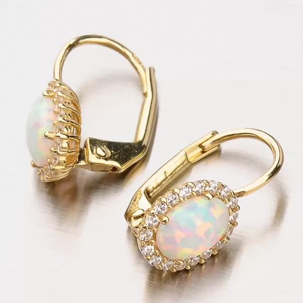 Dámské náušnice žluté zlato 585 s opál 12-405