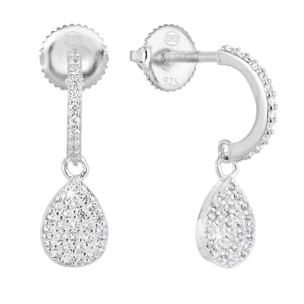 Stříbrné náušnice visací se zirkonem v bílé barvě 11231.1