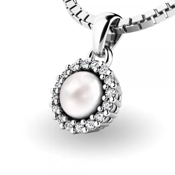 Perlový přívěsek s diamantem 10931-B-FW-DIA