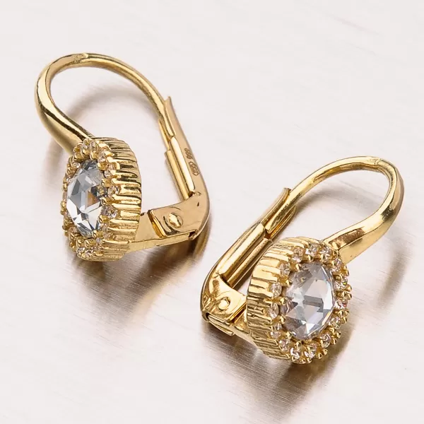 Dámské náušnice žluté zlato 585 zirkon 12-404