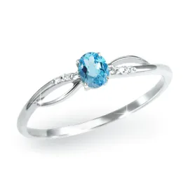 Dámský prsten bílé zlato 585/1000 přírodní diamant 0.20 ct topaz GKW46582TPZ