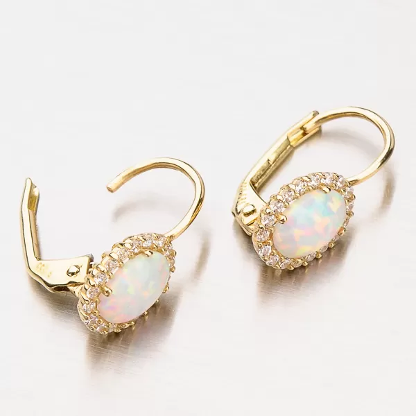 Dámské náušnice žluté zlato 585 s opál 12-405