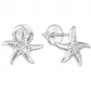Stříbrné náušnice pecka se zirkonem bílá hvězdice 11292.1