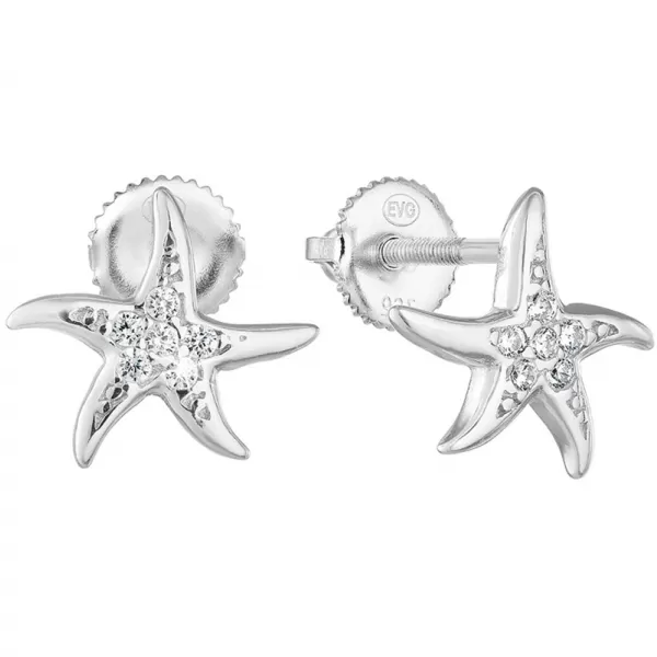 Stříbrné náušnice pecka se zirkonem bílá hvězdice 11292.1