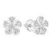 Stříbrné náušnice pecka se zirkonem bílá kytička 11310.1