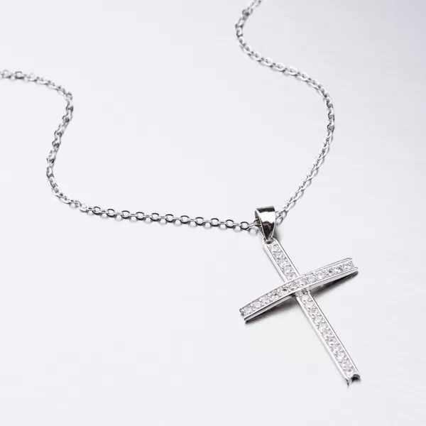 Dámský náhrdelník stříbro 925 zirkon křížkem SST-15979