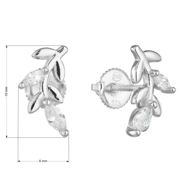 Stříbrné náušnice pecka se zirkonem v bílé barvě 11294.1