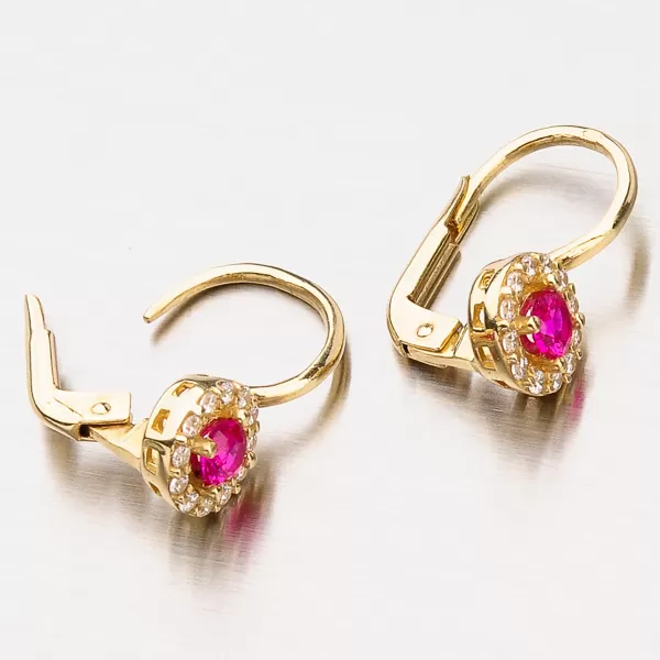 Dámské náušnice žluté zlato 585 zirkon 12-403