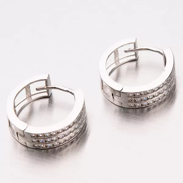 Dámské náušnice bílé zlato 585 zirkon kruhy 12-380