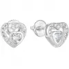 Stříbrné náušnice pecka se zirkonem bílé srdce 11288.1