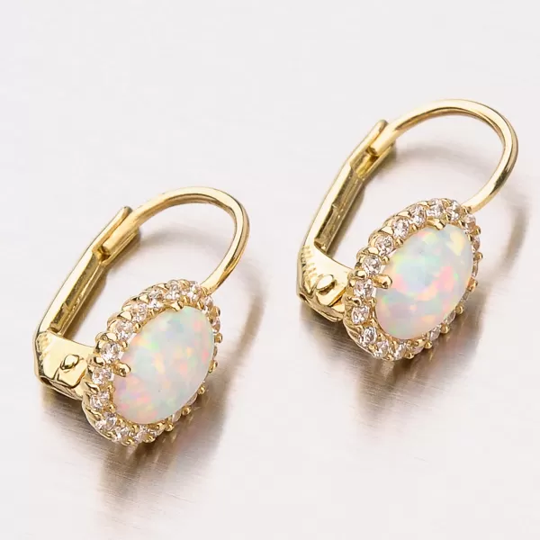 Dámské náušnice žluté zlato 585 s opál 12-405