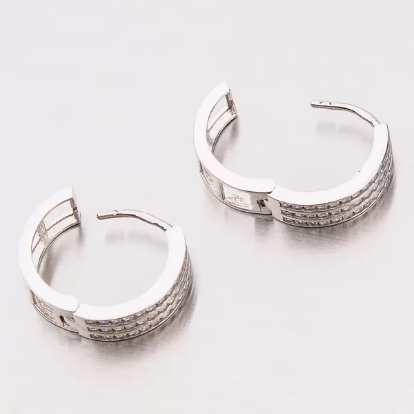 Dámské náušnice bílé zlato 585 zirkon kruhy 12-380