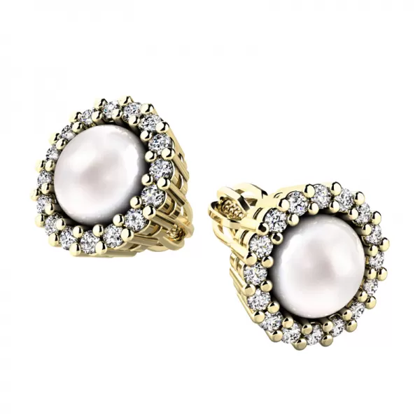 Perlové náušnice s diamanty 10930-ZL-DIA-FW