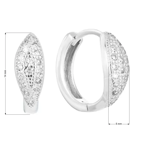 Stříbrné náušnice kruhy se zirkonem v bílé barvě 11318.1