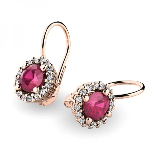 Luxusní náušnice s diamanty 10925-CV-DIA-RUB