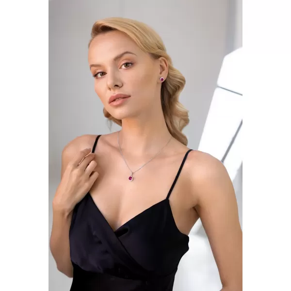 Sada šperků s krystaly Swarovski náušnice a přívěsek růžové kulaté 39352.3 fuchsia