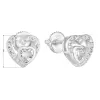 Stříbrné náušnice pecka se zirkonem bílé srdce 11288.1