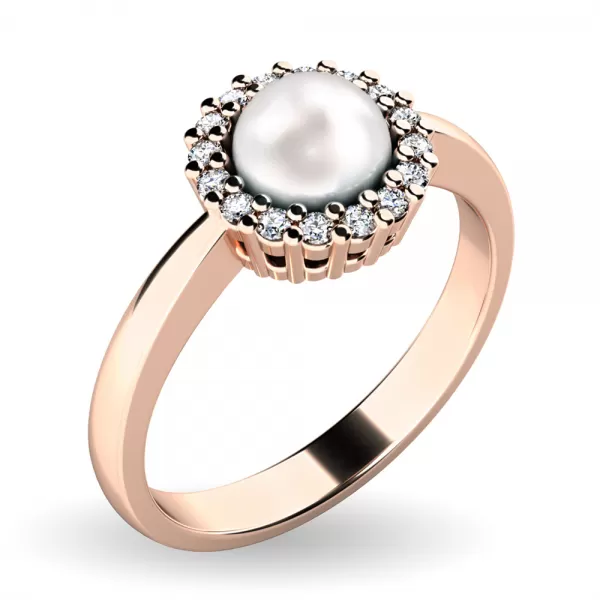 Perlový prsten s diamanty 10928-CV