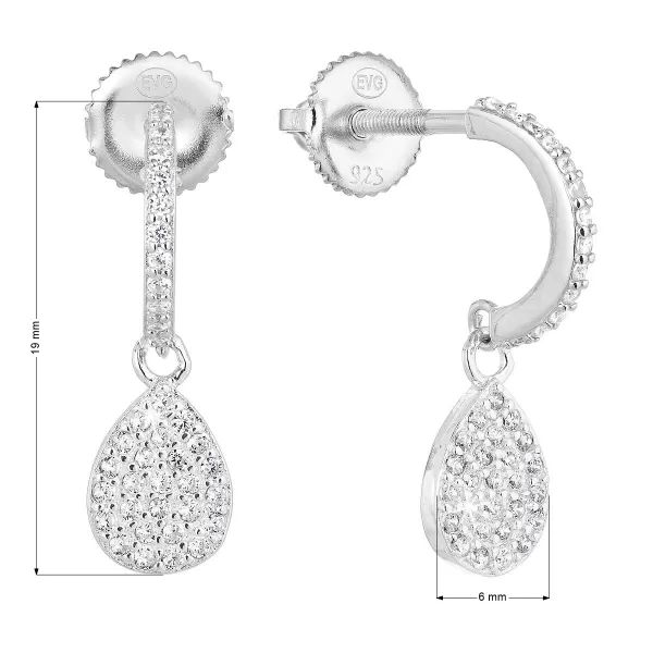 Stříbrné náušnice visací se zirkonem v bílé barvě 11231.1