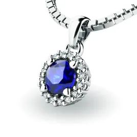 Dámský přívěsek přírodní diamant 0.50 ct G/SI se safír 10927-B-SAF