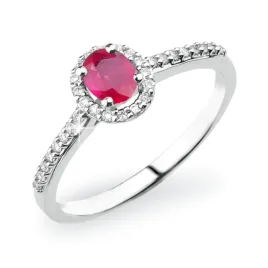 Dámský prsten bílé zlato 585/1000 přírodní diamant 0.36 ct rubín GKW52431RUB
