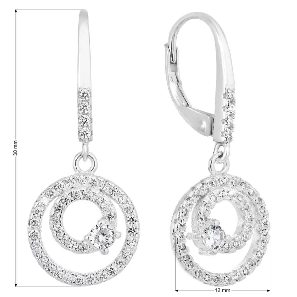 Stříbrné náušnice visací se zirkonem bílé kulaté 11298.1