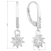 Stříbrné náušnice visací se zirkonem bílá kytička 11304.1