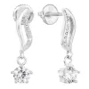 Stříbrné náušnice visací se zirkonem bílá vlnka 11308.1