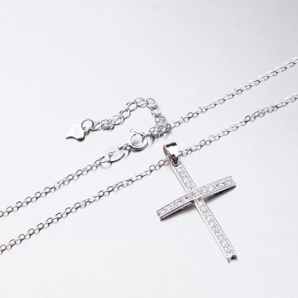 Dámský náhrdelník stříbro 925 zirkon křížkem SST-15979