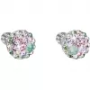 Stříbrné náušnice pecka s krystaly Swarovski mix barev kulaté 31336.3 sakura