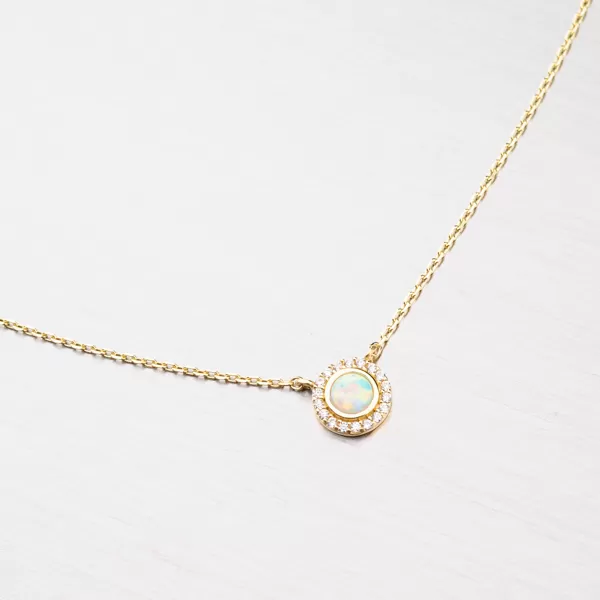 Dámský náhrdelník žluté zlato 585 zirkon opál 45-1826